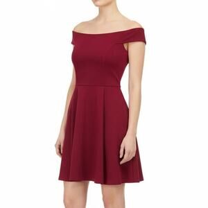 Social Couture Wine Red  A Line Mini Dress, L